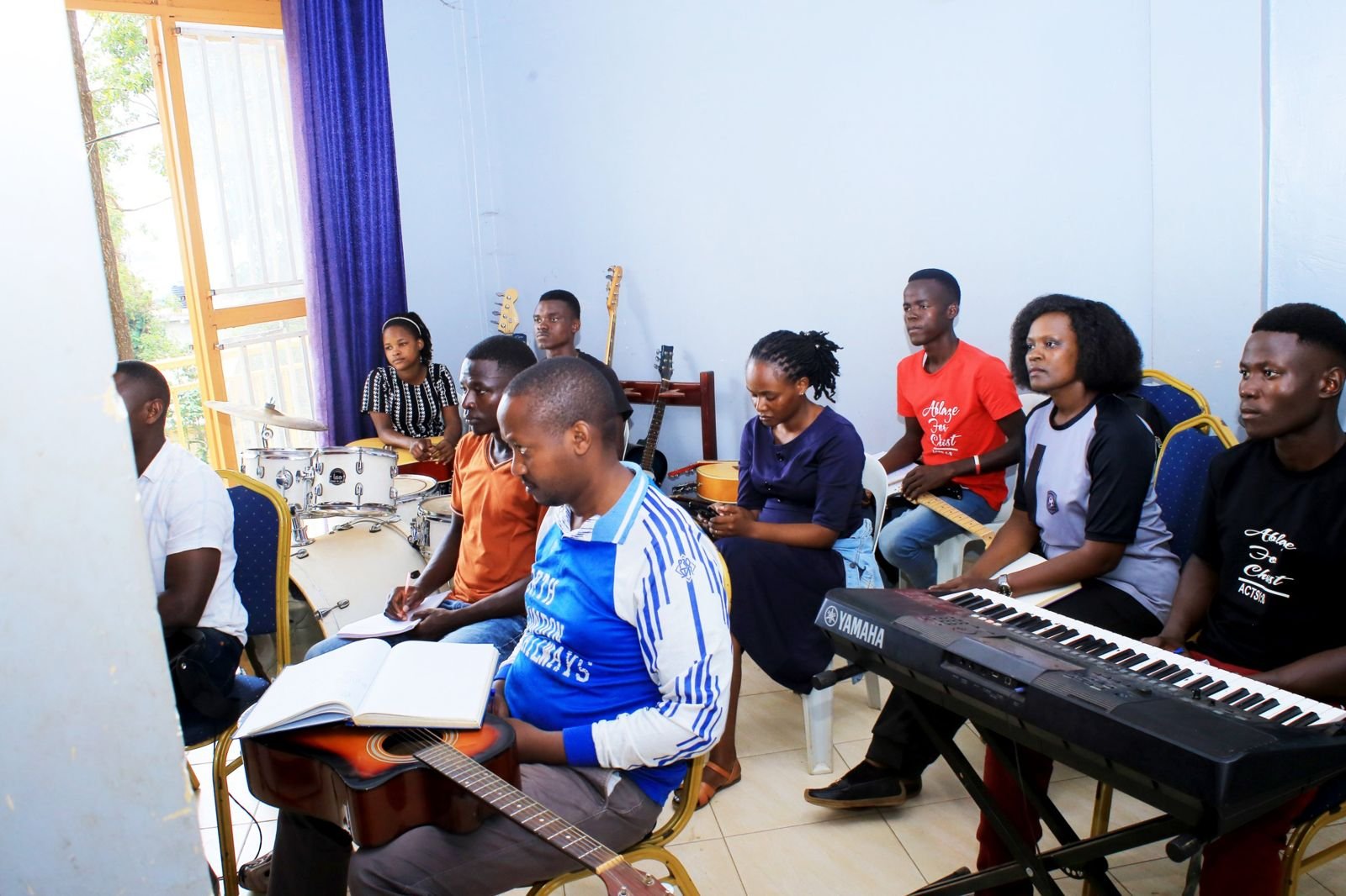 Students in a music class