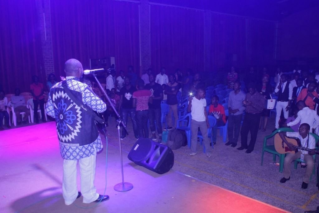 Crowd worshipping at a gospel worship night